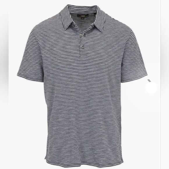 Vince Men's Slub Striped 100 % Cotton  Short Sleeve Polo Style M83959476A EUC - Picture 1 of 15